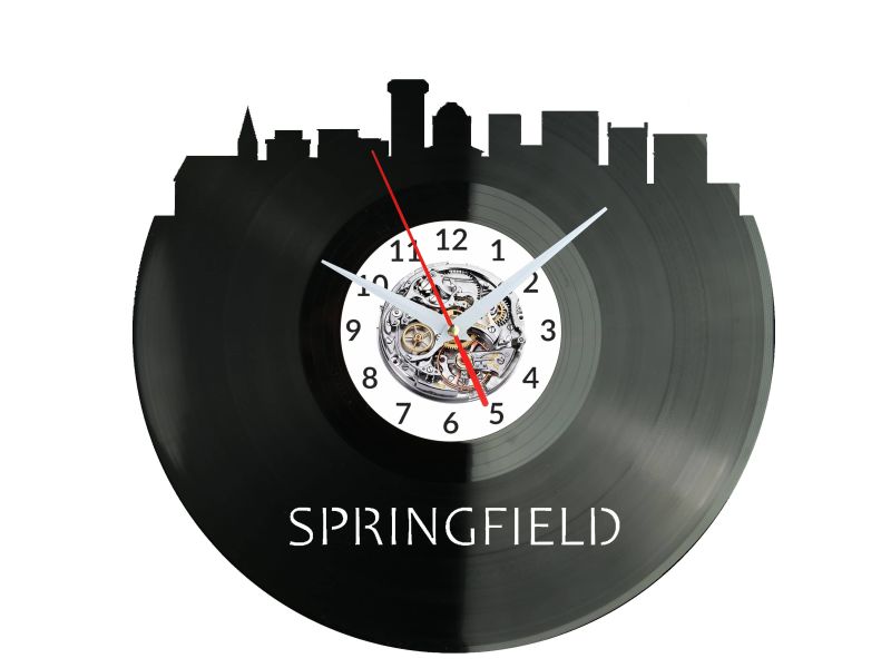 Springfield Vinyl Zegar Ścienny Płyta Winylowa Nowoczesny Dekoracyjny Na Prezent Urodziny