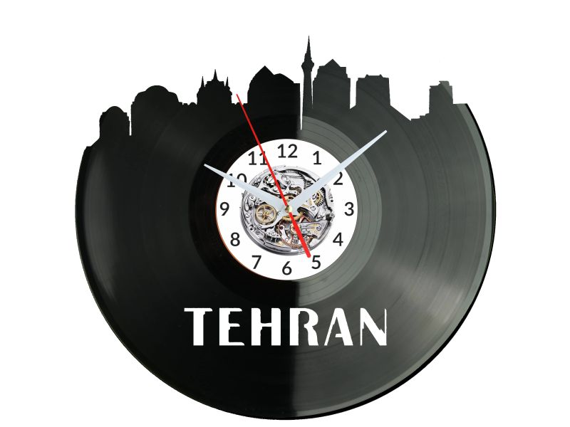 Teheran Vinyl Zegar Ścienny Płyta Winylowa Nowoczesny Dekoracyjny Na Prezent Urodziny