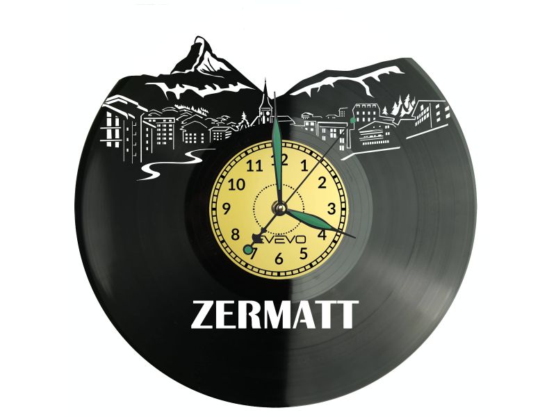 Zermatt Vinyl Zegar Ścienny Płyta Winylowa Nowoczesny Dekoracyjny Na Prezent Urodziny