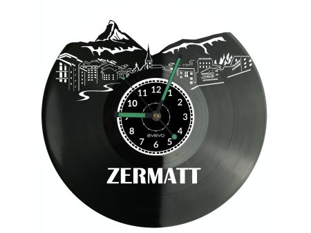 Zermatt Vinyl Zegar Ścienny Płyta Winylowa Nowoczesny Dekoracyjny Na Prezent Urodziny