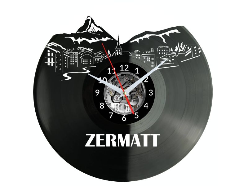 Zermatt Vinyl Zegar Ścienny Płyta Winylowa Nowoczesny Dekoracyjny Na Prezent Urodziny