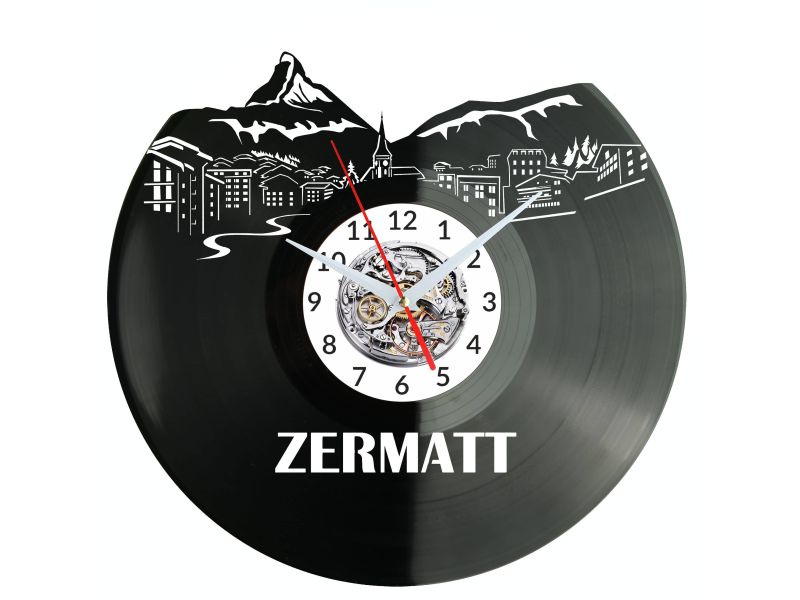 Zermatt Vinyl Zegar Ścienny Płyta Winylowa Nowoczesny Dekoracyjny Na Prezent Urodziny