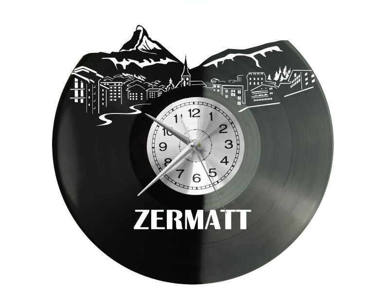 Zermatt Vinyl Zegar Ścienny Płyta Winylowa Nowoczesny Dekoracyjny Na Prezent Urodziny