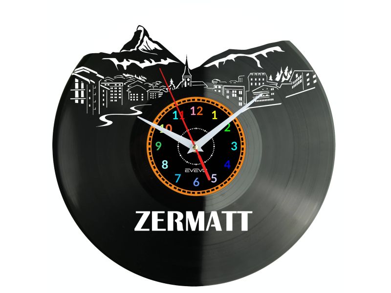 Zermatt Vinyl Zegar Ścienny Płyta Winylowa Nowoczesny Dekoracyjny Na Prezent Urodziny