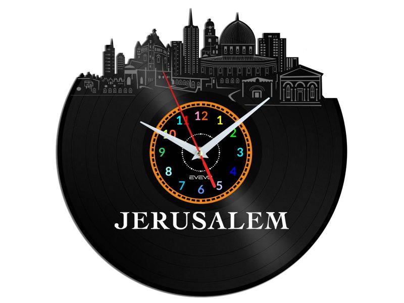 Jerusalem Vinyl Zegar Ścienny Płyta Winylowa Nowoczesny Dekoracyjny Na Prezent Urodziny