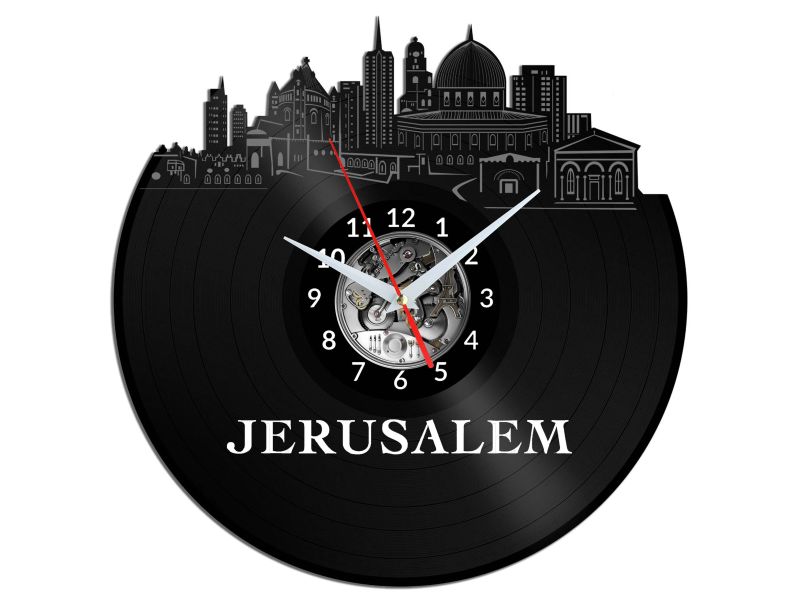 Jerusalem Vinyl Zegar Ścienny Płyta Winylowa Nowoczesny Dekoracyjny Na Prezent Urodziny