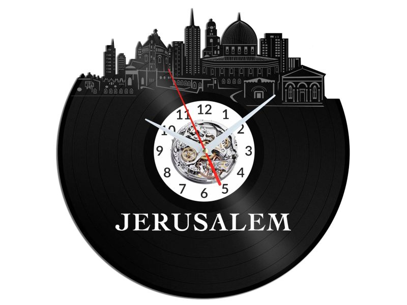 Jerusalem Vinyl Zegar Ścienny Płyta Winylowa Nowoczesny Dekoracyjny Na Prezent Urodziny