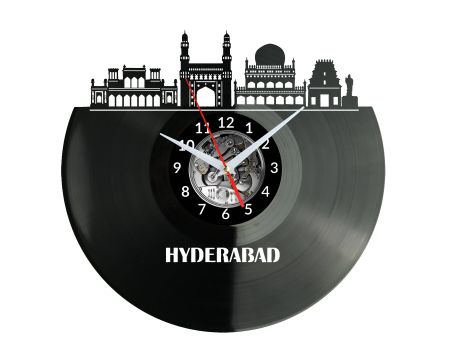 Hyderabad Vinyl Zegar Ścienny Płyta Winylowa Nowoczesny Dekoracyjny Na Prezent Urodziny