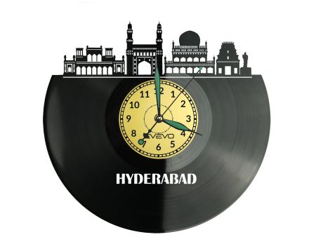 Hyderabad Vinyl Zegar Ścienny Płyta Winylowa Nowoczesny Dekoracyjny Na Prezent Urodziny