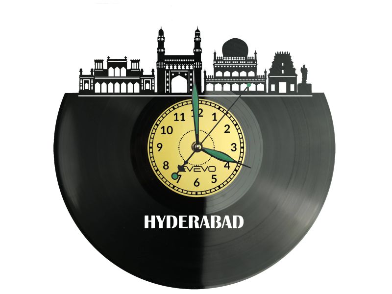 Hyderabad Vinyl Zegar Ścienny Płyta Winylowa Nowoczesny Dekoracyjny Na Prezent Urodziny