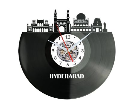 Hyderabad Vinyl Zegar Ścienny Płyta Winylowa Nowoczesny Dekoracyjny Na Prezent Urodziny