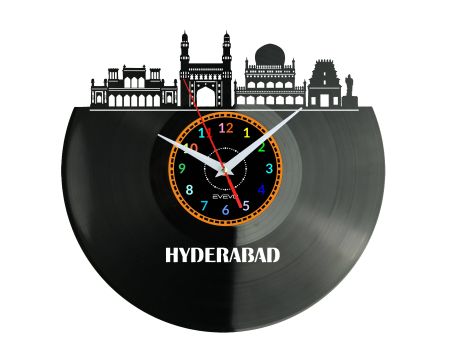 Hyderabad Vinyl Zegar Ścienny Płyta Winylowa Nowoczesny Dekoracyjny Na Prezent Urodziny