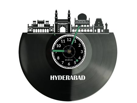 Hyderabad Vinyl Zegar Ścienny Płyta Winylowa Nowoczesny Dekoracyjny Na Prezent Urodziny