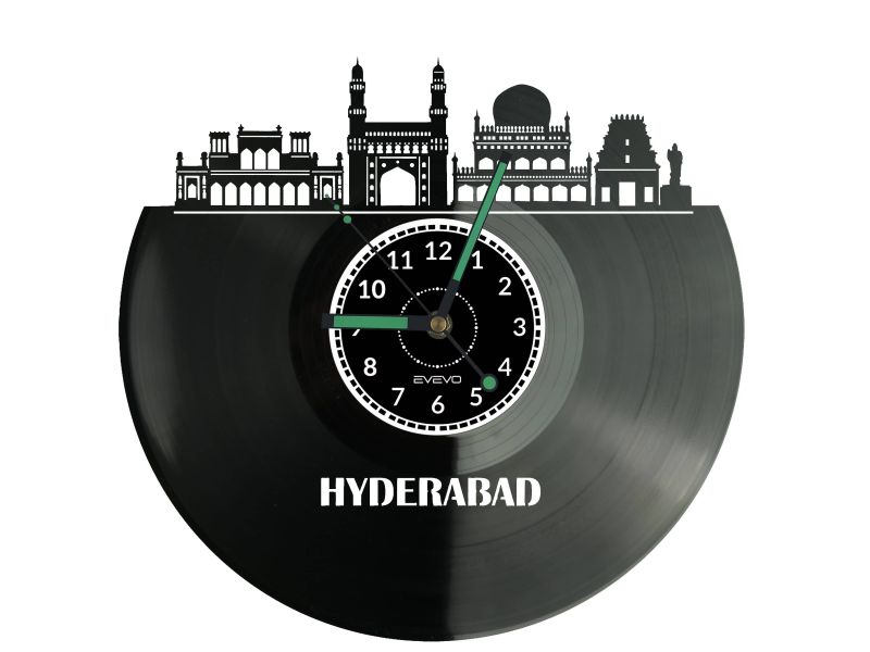 Hyderabad Vinyl Zegar Ścienny Płyta Winylowa Nowoczesny Dekoracyjny Na Prezent Urodziny