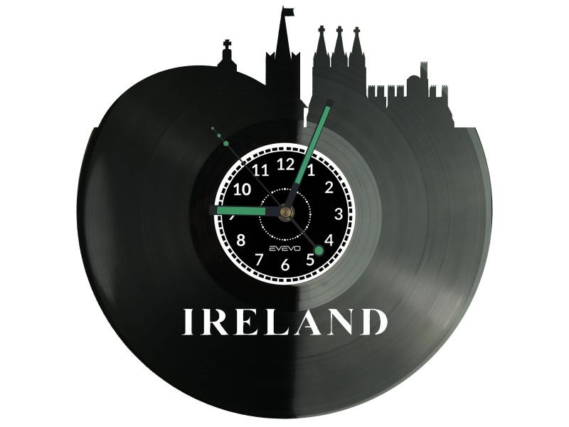 Ireland Vinyl Zegar Ścienny Płyta Winylowa Nowoczesny Dekoracyjny Na Prezent Urodziny