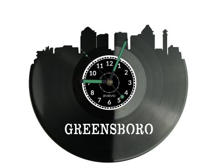 Greensboro Vinyl Zegar Ścienny Płyta Winylowa Nowoczesny Dekoracyjny Na Prezent Urodziny