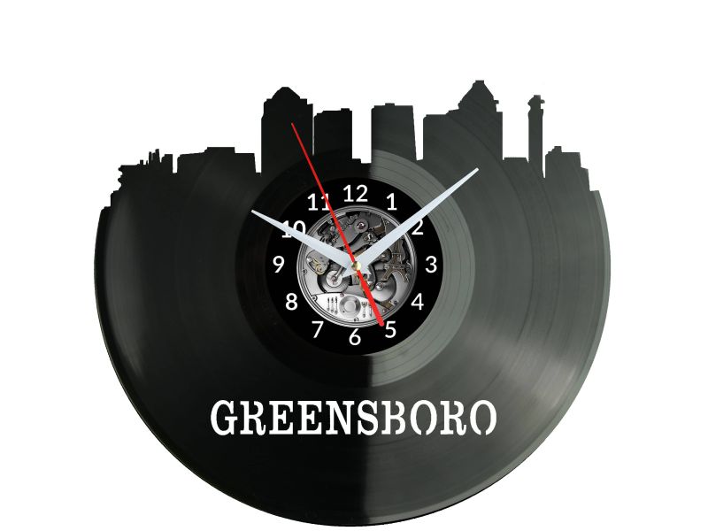 Greensboro Vinyl Zegar Ścienny Płyta Winylowa Nowoczesny Dekoracyjny Na Prezent Urodziny