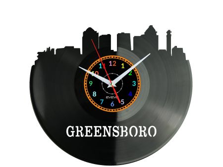 Greensboro Vinyl Zegar Ścienny Płyta Winylowa Nowoczesny Dekoracyjny Na Prezent Urodziny