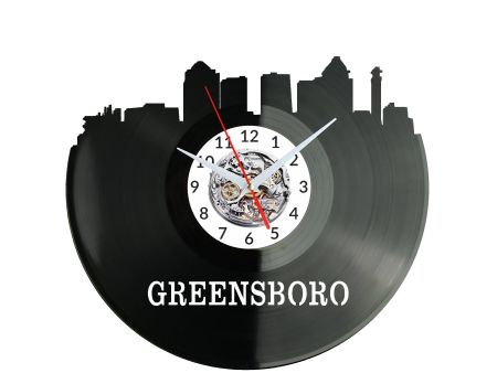 Greensboro Vinyl Zegar Ścienny Płyta Winylowa Nowoczesny Dekoracyjny Na Prezent Urodziny