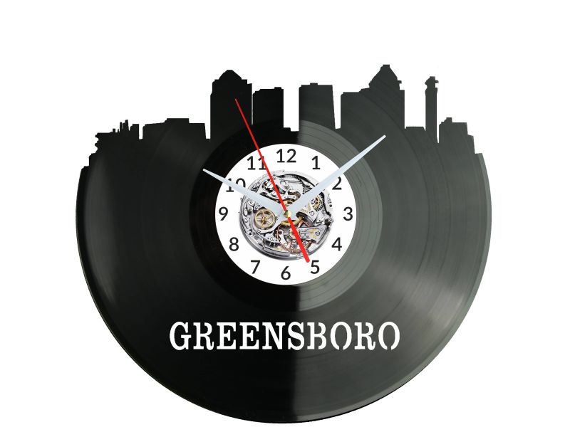 Greensboro Vinyl Zegar Ścienny Płyta Winylowa Nowoczesny Dekoracyjny Na Prezent Urodziny