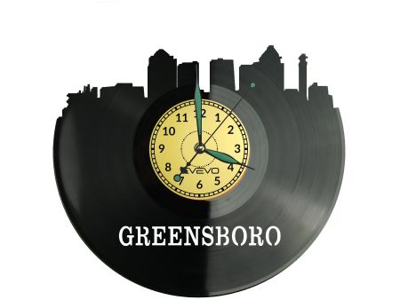 Greensboro Vinyl Zegar Ścienny Płyta Winylowa Nowoczesny Dekoracyjny Na Prezent Urodziny