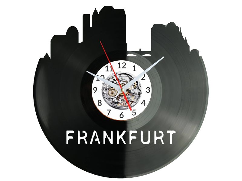 Frankfurt Vinyl Zegar Ścienny Płyta Winylowa Nowoczesny Dekoracyjny Na Prezent Urodziny