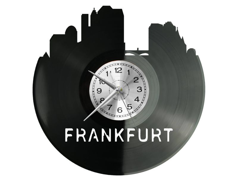 Frankfurt Vinyl Zegar Ścienny Płyta Winylowa Nowoczesny Dekoracyjny Na Prezent Urodziny