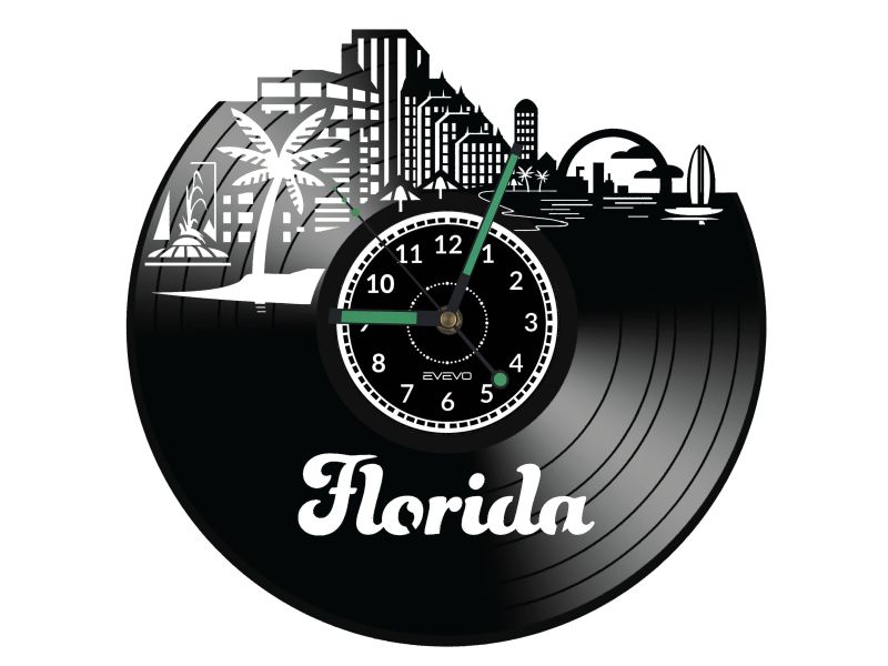 Florida Vinyl Zegar Ścienny Płyta Winylowa Nowoczesny Dekoracyjny Na Prezent Urodziny