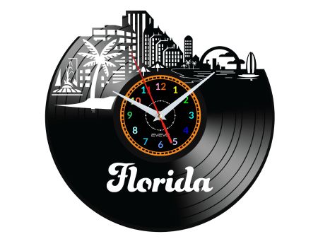 Florida Vinyl Zegar Ścienny Płyta Winylowa Nowoczesny Dekoracyjny Na Prezent Urodziny