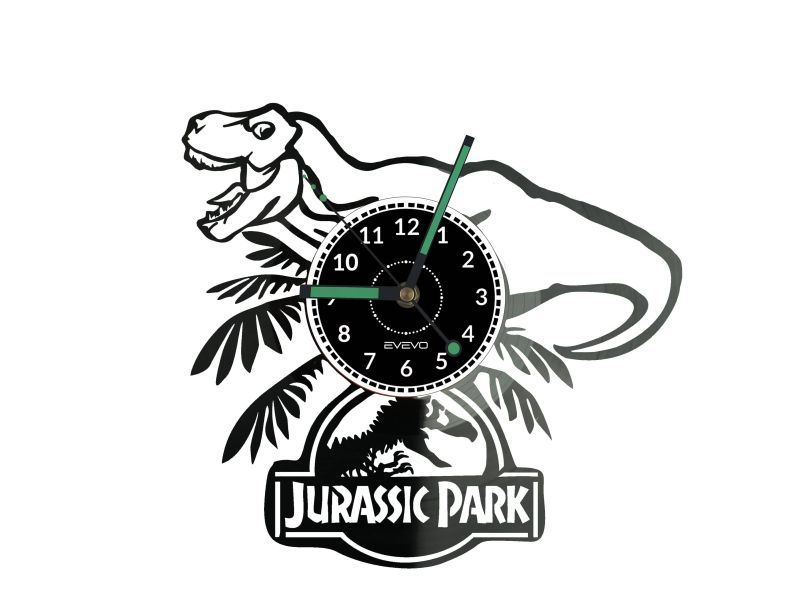 Jurassic Park Vinyl Zegar Ścienny Płyta Winylowa Nowoczesny Dekoracyjny Na Prezent Urodziny