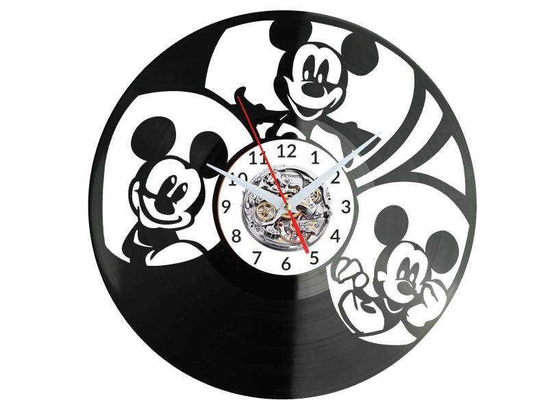 Mickey Mouse Myszka Vinyl Zegar Ścienny Płyta Winylowa Nowoczesny Dekoracyjny Na Prezent Urodziny