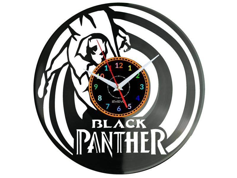 Black Panther Vinyl Zegar Ścienny Płyta Winylowa Nowoczesny Dekoracyjny Na Prezent Urodziny