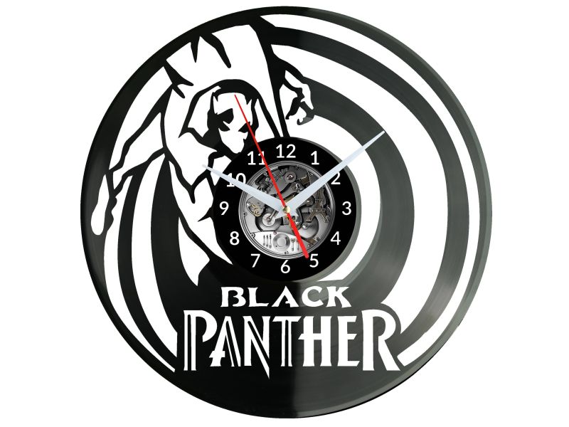 Black Panther Vinyl Zegar Ścienny Płyta Winylowa Nowoczesny Dekoracyjny Na Prezent Urodziny