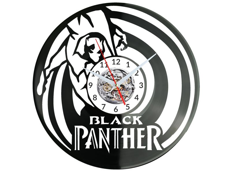 Black Panther Vinyl Zegar Ścienny Płyta Winylowa Nowoczesny Dekoracyjny Na Prezent Urodziny