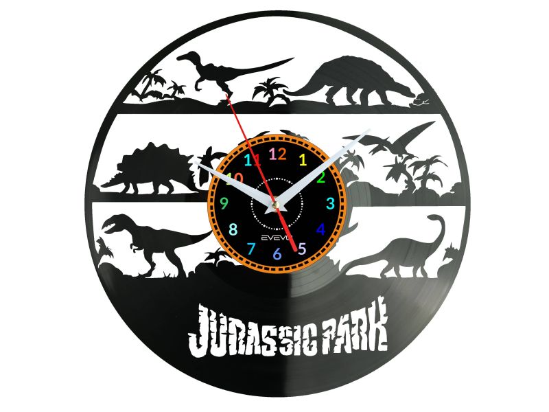 Jurassic Park Vinyl Zegar Ścienny Płyta Winylowa Nowoczesny Dekoracyjny Na Prezent Urodziny