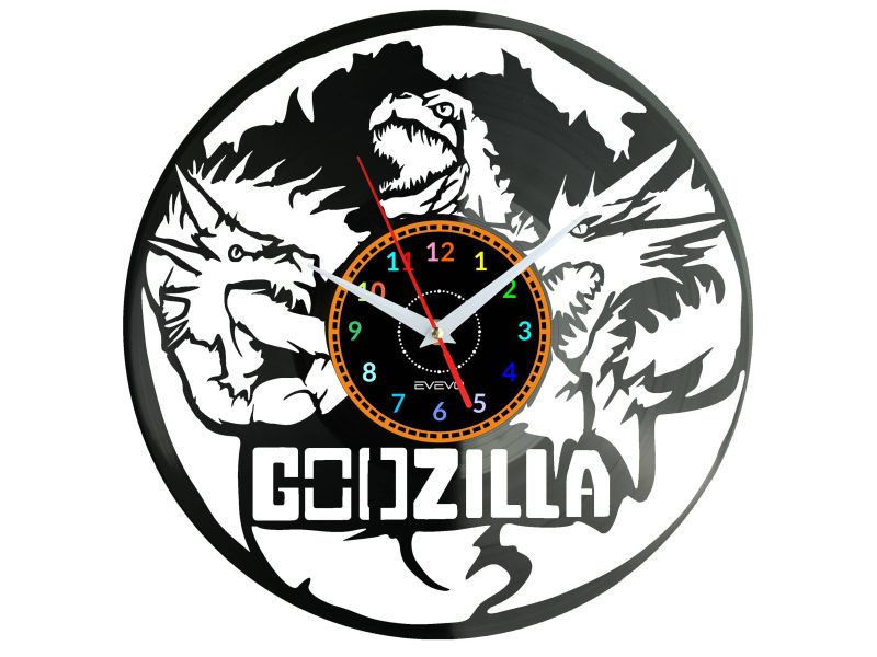 Godzilla Vinyl Zegar Ścienny Płyta Winylowa Nowoczesny Dekoracyjny Na Prezent Urodziny