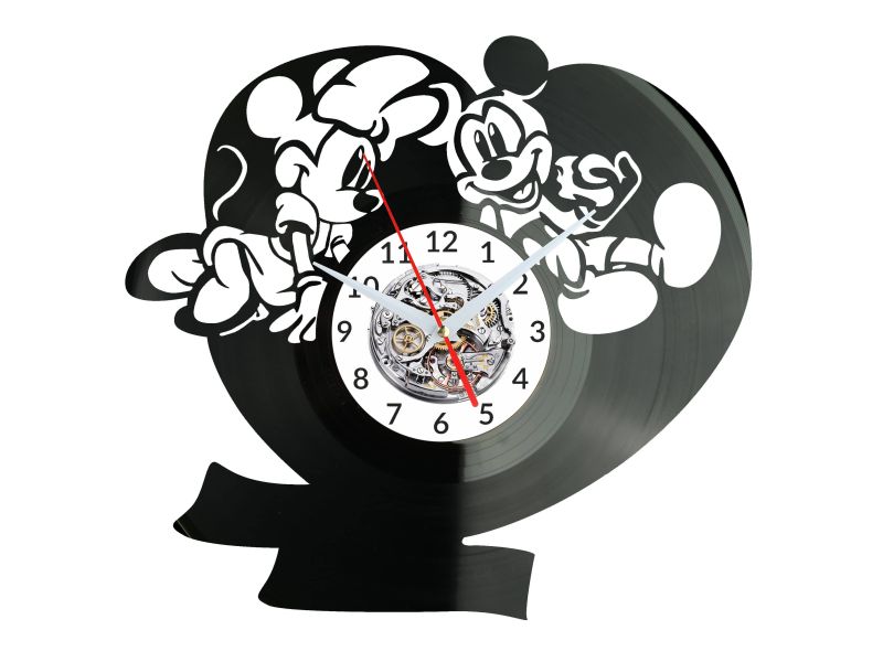 Mickey and Minnie Mouse Myszka Vinyl Zegar Ścienny Płyta Winylowa Nowoczesny Dekoracyjny Na Prezent Urodziny