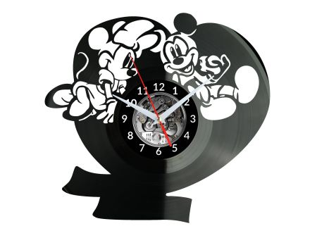 Mickey and Minnie Mouse Myszka Vinyl Zegar Ścienny Płyta Winylowa Nowoczesny Dekoracyjny Na Prezent Urodziny