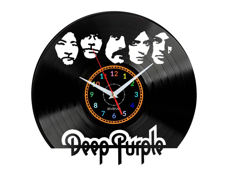 Deep Purple Vinyl Zegar Ścienny Płyta Winylowa Nowoczesny Dekoracyjny Na Prezent Urodziny