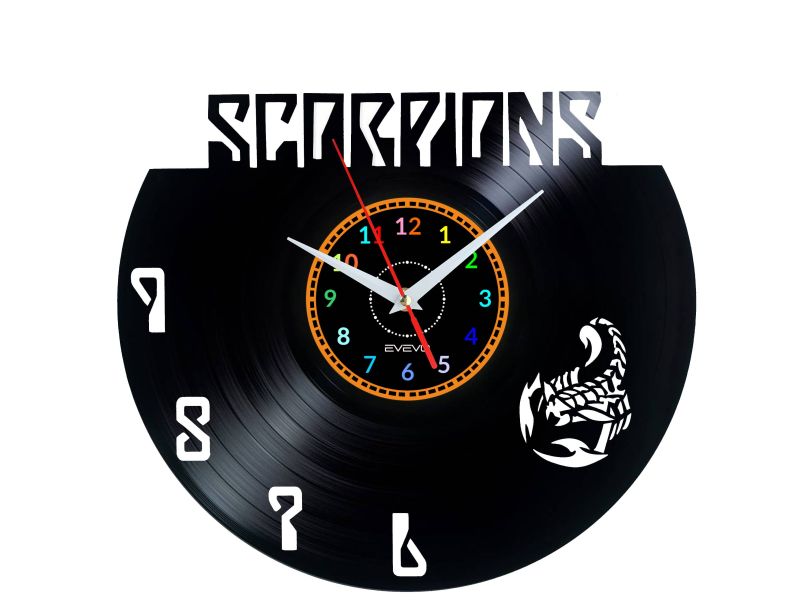 Scorpions Vinyl Zegar Ścienny Płyta Winylowa Nowoczesny Dekoracyjny Na Prezent Urodziny