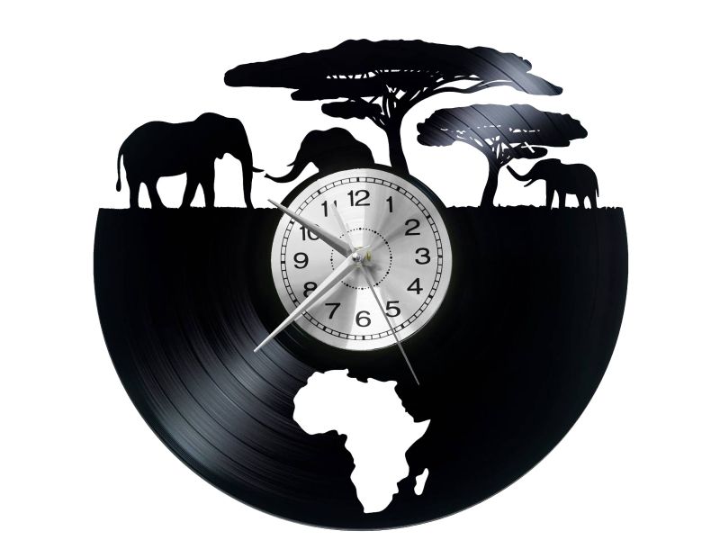 Savana Safari Clock Africa Vinyl Zegar Ścienny Płyta Winylowa Nowoczesny Dekoracyjny Na Prezent Urodziny