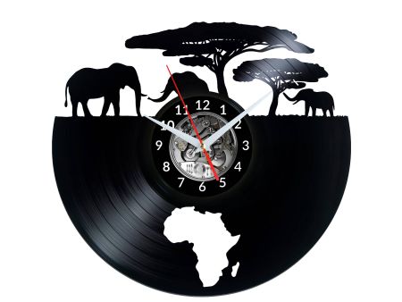 Savana Safari Clock Africa Vinyl Zegar Ścienny Płyta Winylowa Nowoczesny Dekoracyjny Na Prezent Urodziny