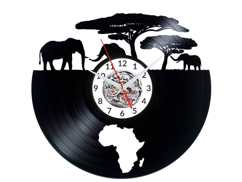 Savana Safari Clock Africa Vinyl Zegar Ścienny Płyta Winylowa Nowoczesny Dekoracyjny Na Prezent Urodziny