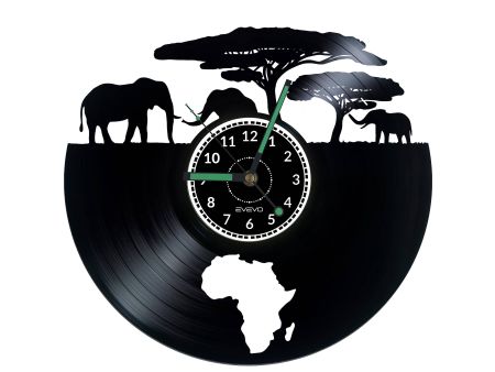 Savana Safari Clock Africa Vinyl Zegar Ścienny Płyta Winylowa Nowoczesny Dekoracyjny Na Prezent Urodziny