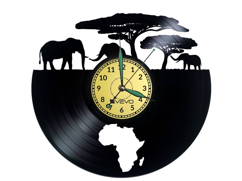 Savana Safari Clock Africa Vinyl Zegar Ścienny Płyta Winylowa Nowoczesny Dekoracyjny Na Prezent Urodziny