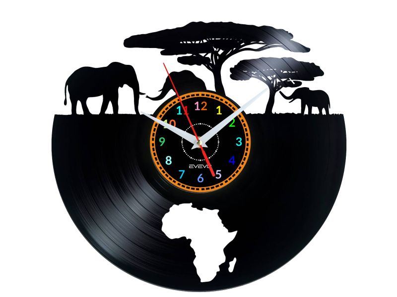 Savana Safari Clock Africa Vinyl Zegar Ścienny Płyta Winylowa Nowoczesny Dekoracyjny Na Prezent Urodziny