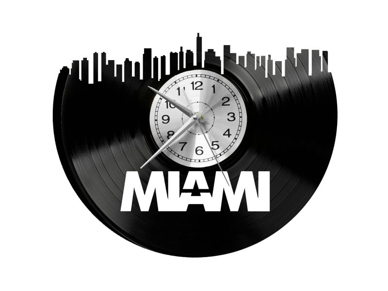 Miami Vinyl Zegar Ścienny Płyta Winylowa Nowoczesny Dekoracyjny Na Prezent Urodziny