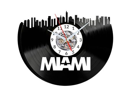 Miami Vinyl Zegar Ścienny Płyta Winylowa Nowoczesny Dekoracyjny Na Prezent Urodziny