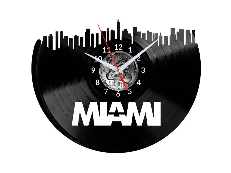 Miami Vinyl Zegar Ścienny Płyta Winylowa Nowoczesny Dekoracyjny Na Prezent Urodziny