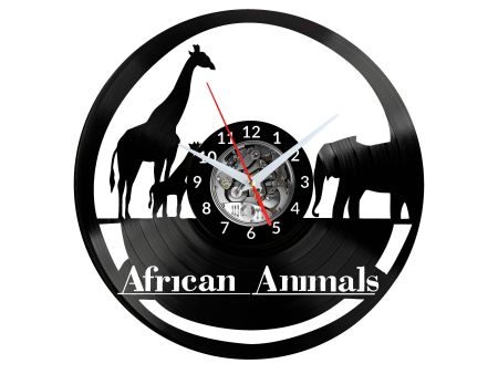 African Animals Vinyl Zegar Ścienny Płyta Winylowa Nowoczesny Dekoracyjny Na Prezent Urodziny